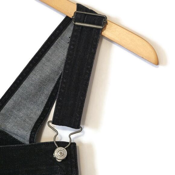 Abercrombie & Fitch Black Denim Overalls Straight Leg Crop Utility Style 90's S - Picture 5 of 16